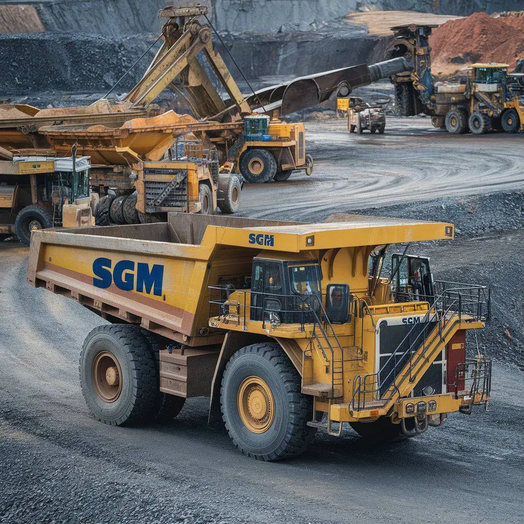 Tombereau SGM sur un site minier à ciel ouvert