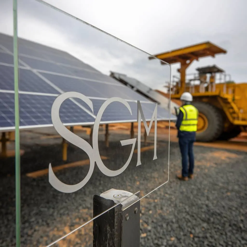 Centrale solaire et panneau SGM sur un site minier